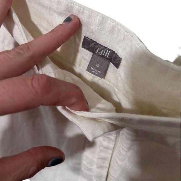 J. Jill Cream Linen Button Zip Fly Wide Leg Beachy Coastal Pants Size 18 Summer - Picture 10 of 16
